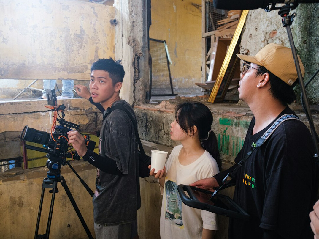 emerging young director on film set