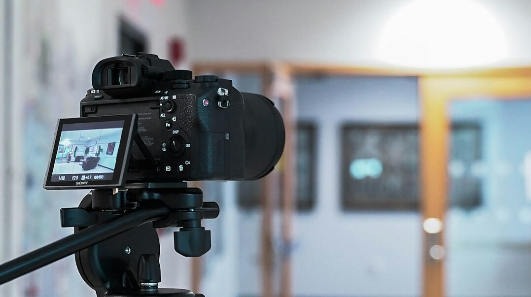 video camera on tripod
