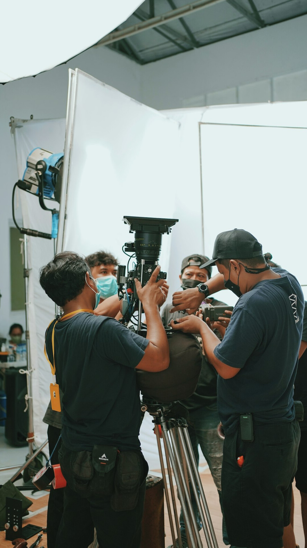team discussing film edit